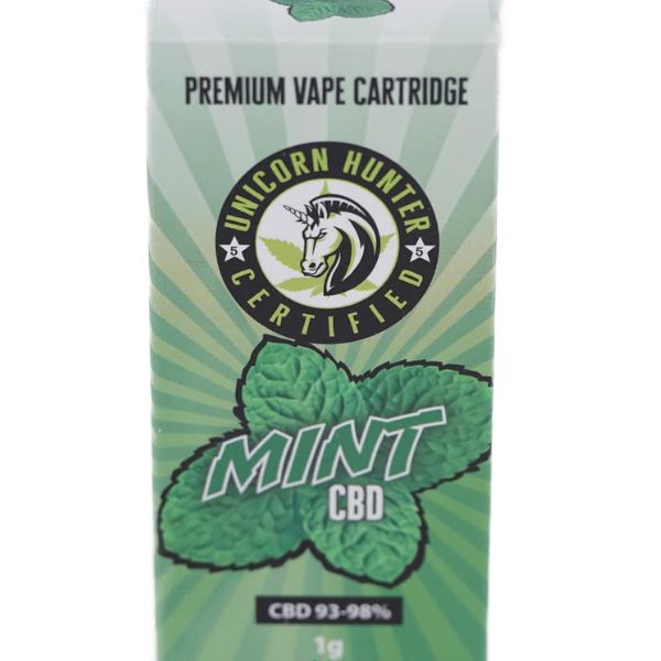 Unicorn Hunter Premium Vape Cartridge Mint 93-98% CBD Cartridge 1g